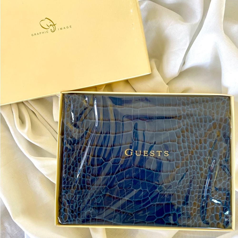 Graphic Image GUEST BOOK Blue Crocodile-Embossed